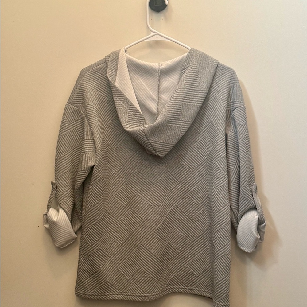 Gray Patterned Hooded Cardigan